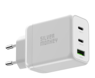 Ładowarka i akumulator SILVER MONKEY sieciowa GAN 65W USB-C PD USB A QC 3.0